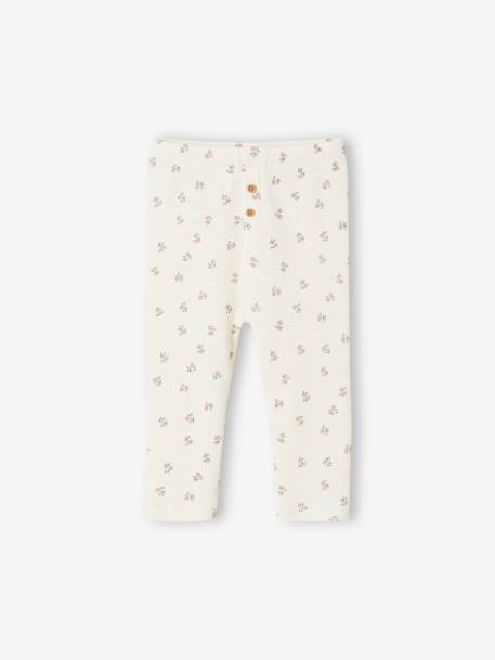 Legging bébé en maille côtelée beige imprimé+vert sauge 1 - vertbaudet enfant 