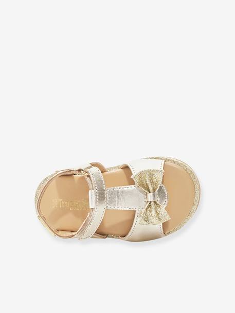 Sandales cuir bébé à scratchs Izorro LES TROPEZIENNES® PAR M. BELARBI beige doré+rose 3 - vertbaudet enfant 