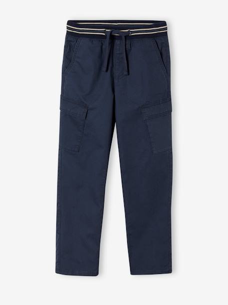 Pantalon style cargo facile à enfiler garçon bleu nuit 2 - vertbaudet enfant 