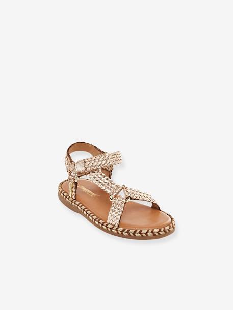 Sandales cuir enfant à scratchs Blister LES TROPEZIENNES® PAR M. BELARBI beige doré 1 - vertbaudet enfant 