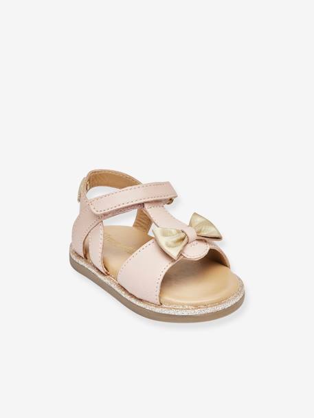 Sandales cuir bébé à scratchs Izorro LES TROPEZIENNES® PAR M. BELARBI beige doré+rose 4 - vertbaudet enfant 