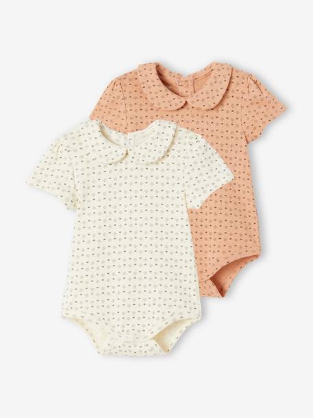 Bébé-Lot de 2 bodies naissance maille pointelle en coton biologique