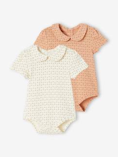 Lot de 2 bodies naissance maille pointelle en coton biologique  - vertbaudet enfant