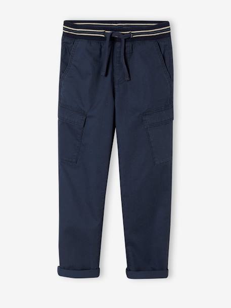 Pantalon style cargo facile à enfiler garçon bleu nuit 3 - vertbaudet enfant 