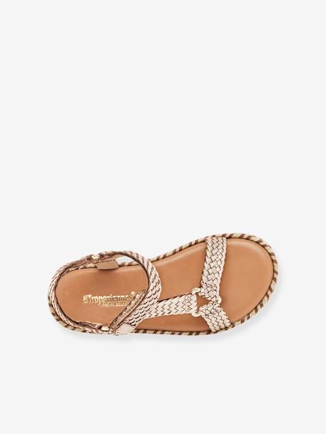 Sandales cuir enfant à scratchs Blister LES TROPEZIENNES® PAR M. BELARBI beige doré 3 - vertbaudet enfant 