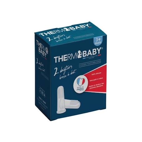 THERMOBABY 2 DOIGTS BROSSE A DENTS EN SILICONE BLANC 2 - vertbaudet enfant 