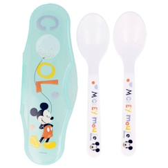 Puériculture-Repas-Vaisselle, coffret repas-Disney lot de 2 cuillere Mickey avec boîte de rangement