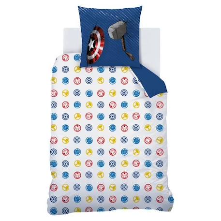 Parure de lit imprimée 100% coton, AVENGERS HOME TEAM 140x200+63x63cm BLEU 3 - vertbaudet enfant 