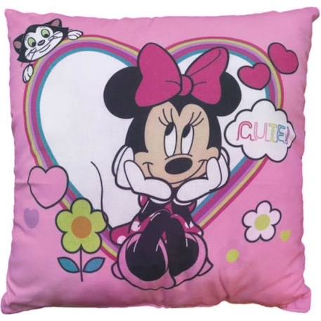 Coussin imprimé 100% coton, DISNEY MINNIE SHOPPING. Taille : 40x40 cm ROSE 1 - vertbaudet enfant 