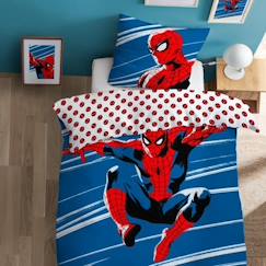 Parure de lit imprimée 100% coton, SPIDERMAN HOME ANNIVERSARY 140x200+63x63cm  - vertbaudet enfant