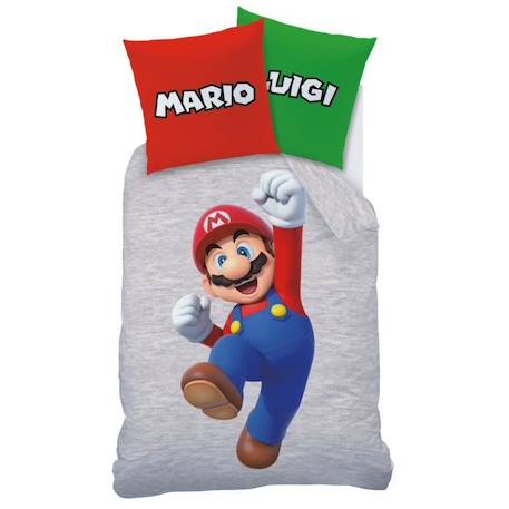 Parure de lit double face imprimées 100% coton, MARIO FIGURES. Taille : 140x200 cm GRIS 2 - vertbaudet enfant 