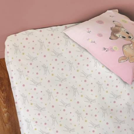 Drap-housse en coton imprimé DISNEY HOME BAMBI FLOWERS - 90x190 cm - Blanc - Qualité supérieure BLANC 3 - vertbaudet enfant 