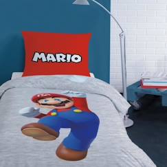 Linge de maison et décoration-Linge de lit enfant-Parure de lit double face imprimées 100% coton, MARIO FIGURES. Taille : 140x200 cm