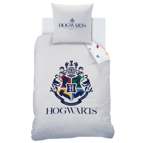 Housse de couette et taie d'oreiller 100% coton BIO, Harry Potter Hogwarts Pride. Taille : 140x200 cm. Couleur : Blanc GRIS 2 - vertbaudet enfant 