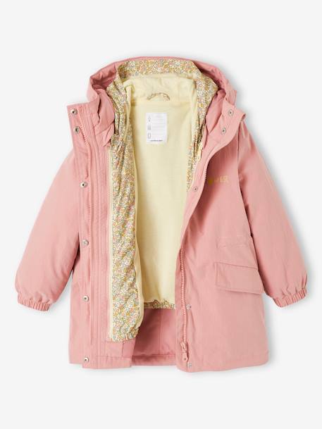 Fille-Manteau, veste-Parka à capuche 3 en 1 mi-saison fille avec coupe-vent amovible