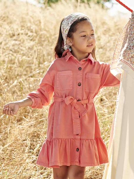 Robe chemise à volants fille corail 5 - vertbaudet enfant 