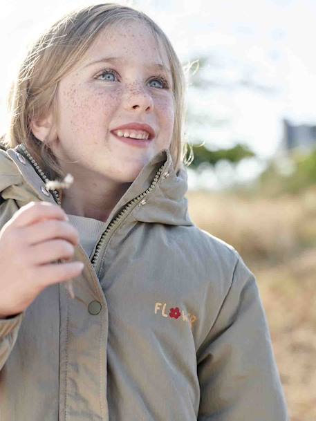 Parka à capuche 3 en 1 mi-saison fille avec coupe-vent amovible kaki 9 - vertbaudet enfant 