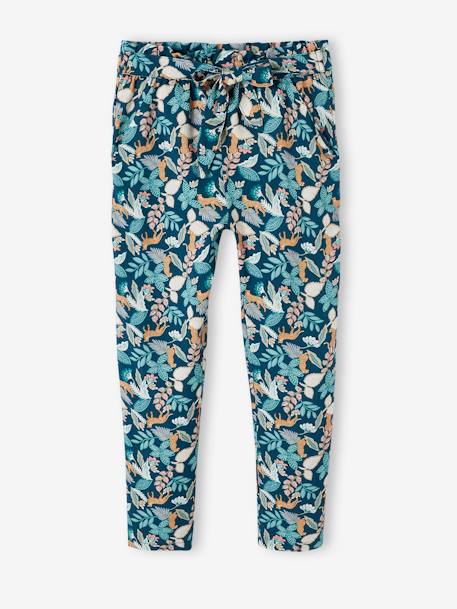 Pantalon fluide imprimé fleurs fille écru+rose+vert 11 - vertbaudet enfant 