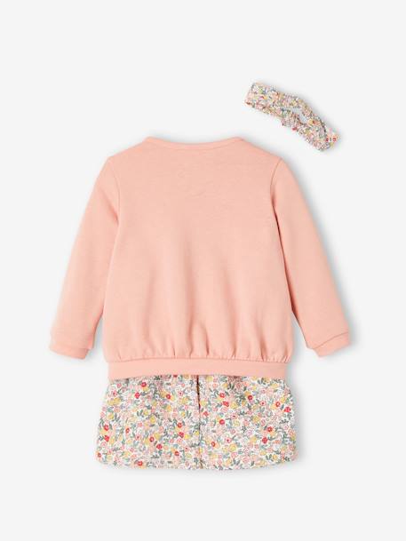 Ensemble 3 pièce robe + cardigan + bandeau bébé fille corail+ivoire imprimé 5 - vertbaudet enfant 