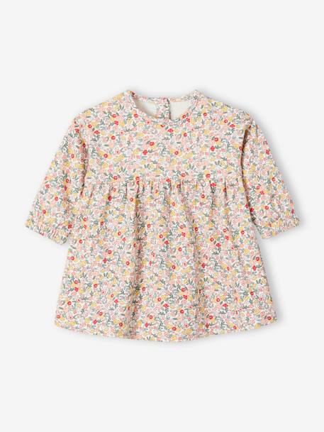 Ensemble 3 pièce robe + cardigan + bandeau bébé fille corail+ivoire imprimé 3 - vertbaudet enfant 