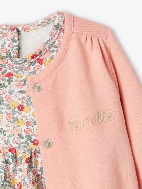 Ensemble 3 pièce robe + cardigan + bandeau bébé fille corail+ivoire imprimé 6 - vertbaudet enfant 