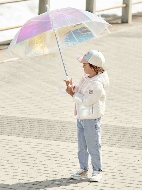 Doudoune légère effet brillant fille écru+métallisée arc-en-ciel 2 - vertbaudet enfant 