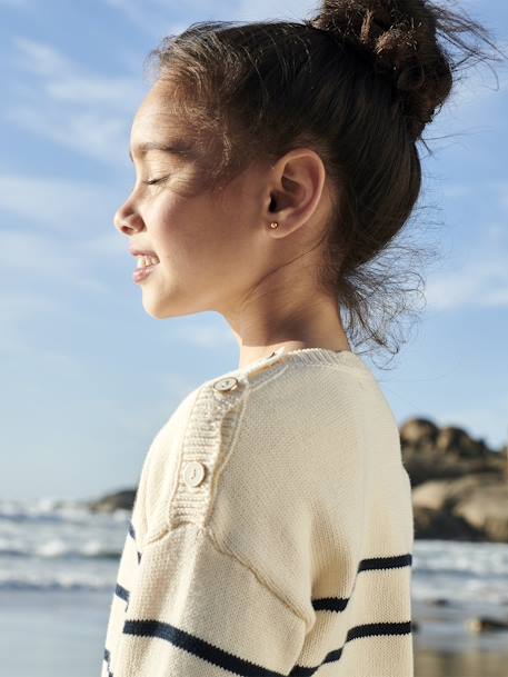 Pull marinière fantaisie fille rayé marine+rose bonbon 1 - vertbaudet enfant 