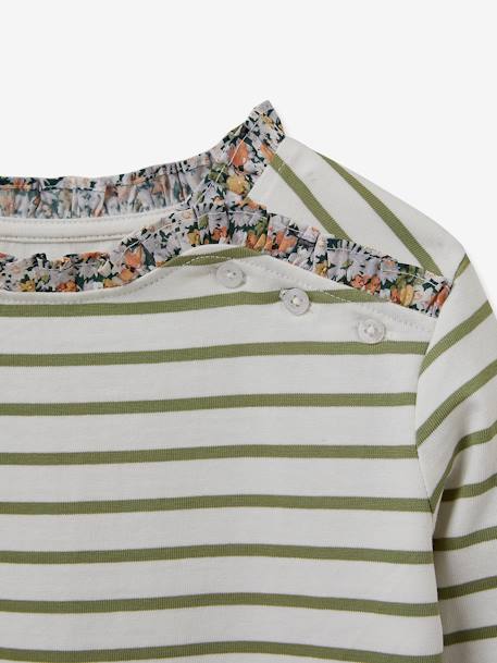 Tee-shirt marinière fille tissu Liberty - coton bio CYRILLUS menthe 3 - vertbaudet enfant 