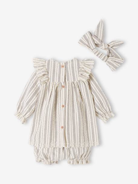 Ensemble robe + bloomer + bandeau naissance écru 6 - vertbaudet enfant 