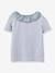 Tee-shirt fille col tissu Liberty- coton biologique CYRILLUS bleu grisé 2 - vertbaudet enfant 