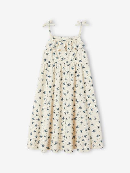 Robe mi-longue à bretelles imprimée fille blanc imprimé+bleu+bleu ciel+écru+multicolore 19 - vertbaudet enfant 