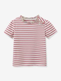 -Tee-shirt marinière fille tissu Liberty - coton bio CYRILLUS