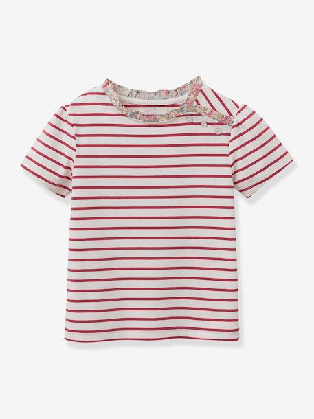 Fille-Tee-shirt marinière fille tissu Liberty - coton bio CYRILLUS