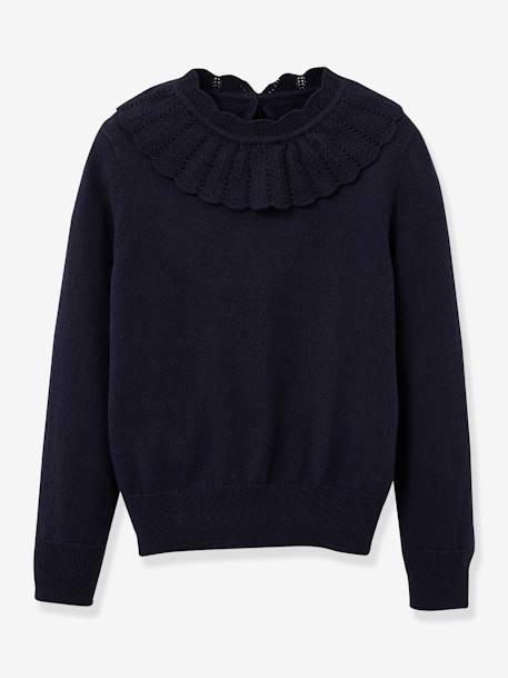 Pull à collerette fille CYRILLUS marine 1 - vertbaudet enfant 