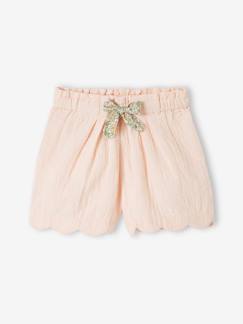 -Short cérémonie en gaze de coton finitions écailles fille