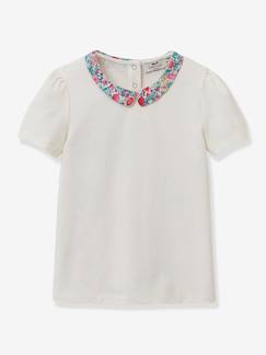 -Tee-shirt fille col en tissu Liberty CYRILLUS coton biologique