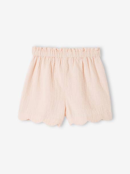 Short cérémonie en gaze de coton finitions écailles fille bleu+bleu imprimé+rose nude 9 - vertbaudet enfant 