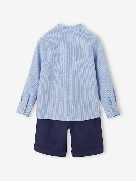 Ensemble céremonie chemise col Mao et short garçon rayé bleu 7 - vertbaudet enfant 