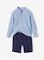 Ensemble céremonie chemise col Mao et short garçon rayé bleu 1 - vertbaudet enfant 