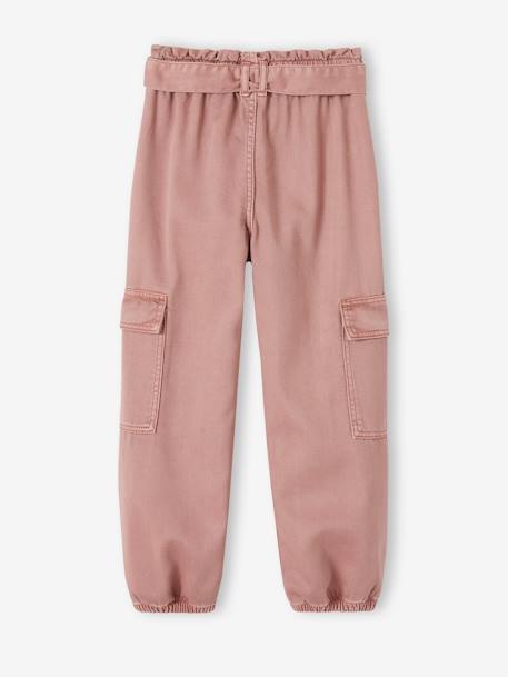 Pantalon cargo fluide fille sable+vieux rose 5 - vertbaudet enfant 