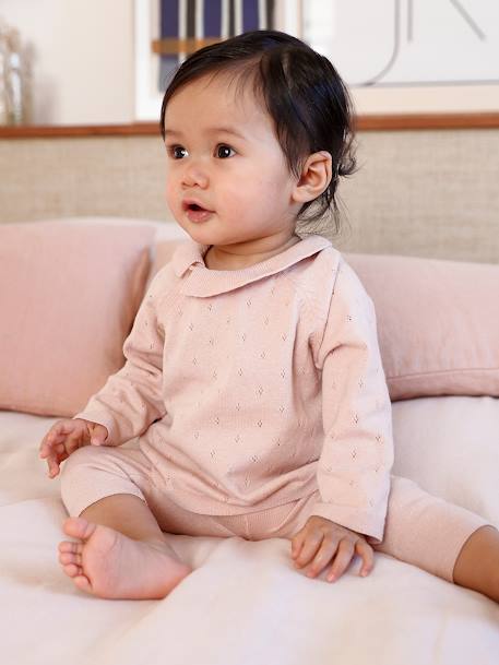 Ensemble en tricot pull à collerette et pantalon bébé  - vertbaudet enfant