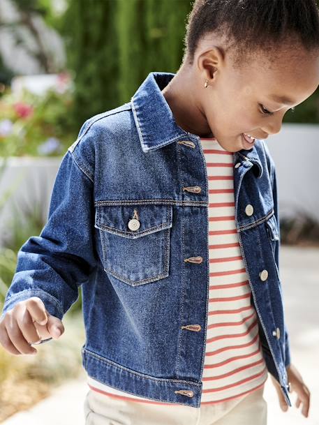 Veste en jean personnalisable fille bleu jean+stone 7 - vertbaudet enfant 