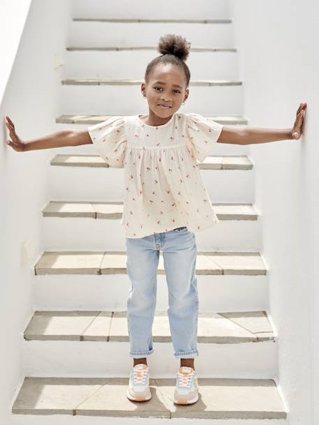 Jean droit MorphologiK fille tour de hanches Medium denim bleached+stone 6 - vertbaudet enfant 