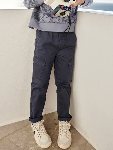 Pantalon style cargo facile à enfiler garçon bleu nuit 1 - vertbaudet enfant 