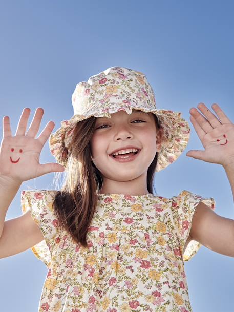 Blouse motifs fleurs fille manches courtes à volants  - vertbaudet enfant