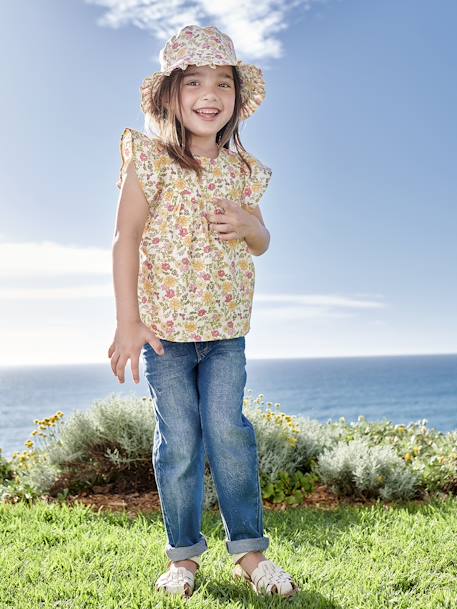 Blouse imprimée fille manches courtes à volants orange imprimé+rose pâle 6 - vertbaudet enfant 