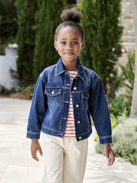 Veste en jean personnalisable fille bleu jean+stone 8 - vertbaudet enfant 