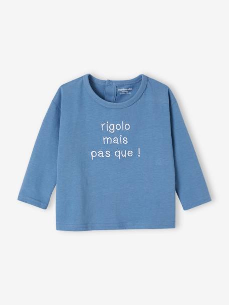 Bébé-T-shirt, sous-pull-T-shirt message brodé personnalisable bébé en coton biologique