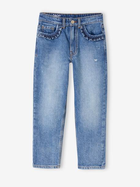 Jean droit MorphologiK fille tour de hanches Medium denim bleached+stone 11 - vertbaudet enfant 