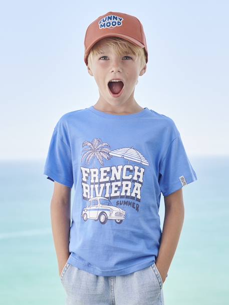 Tee-shirt 'French Riviera' garçon bleu azur 1 - vertbaudet enfant 